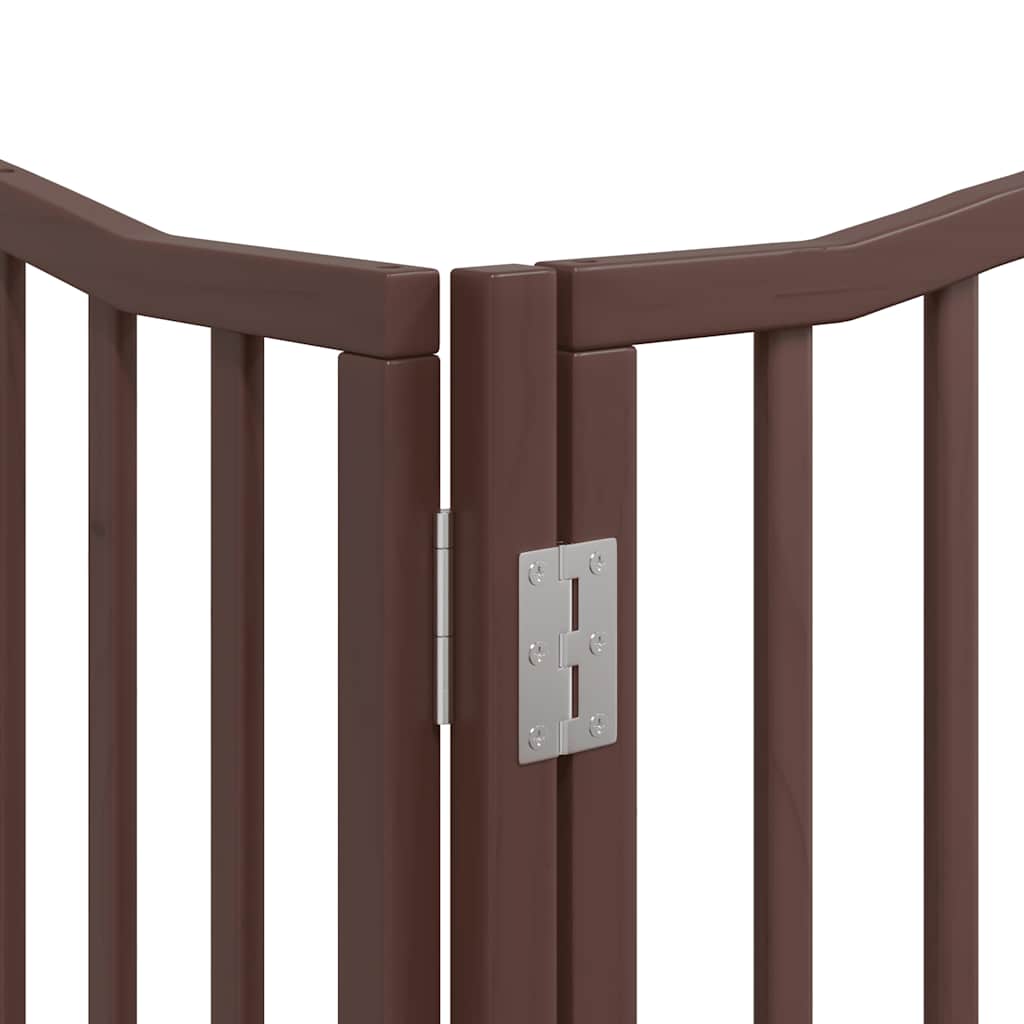 Poartă câini pliabilă cu ușă 12 panouri maro 960 cm, lemn plop GartenMobel Dekor