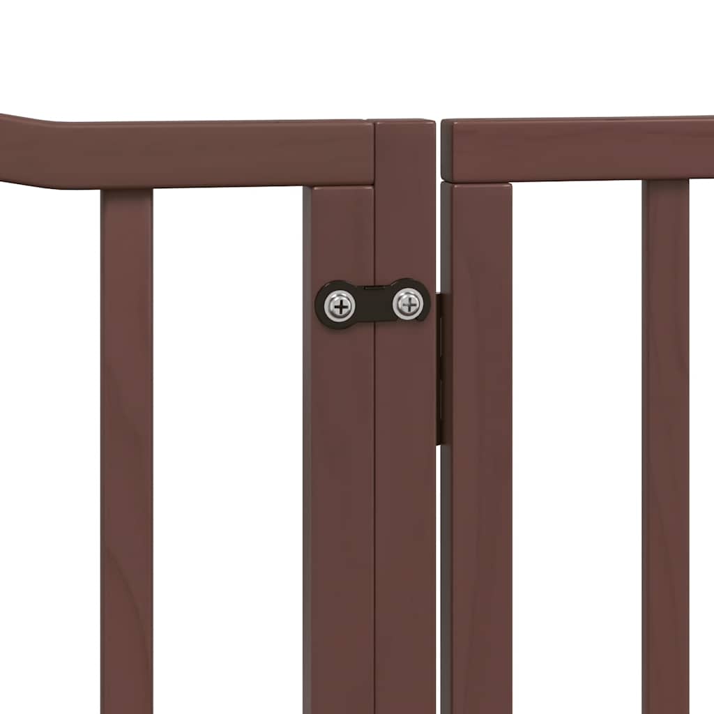 Poartă câini pliabilă cu ușă 12 panouri maro 960 cm, lemn plop GartenMobel Dekor