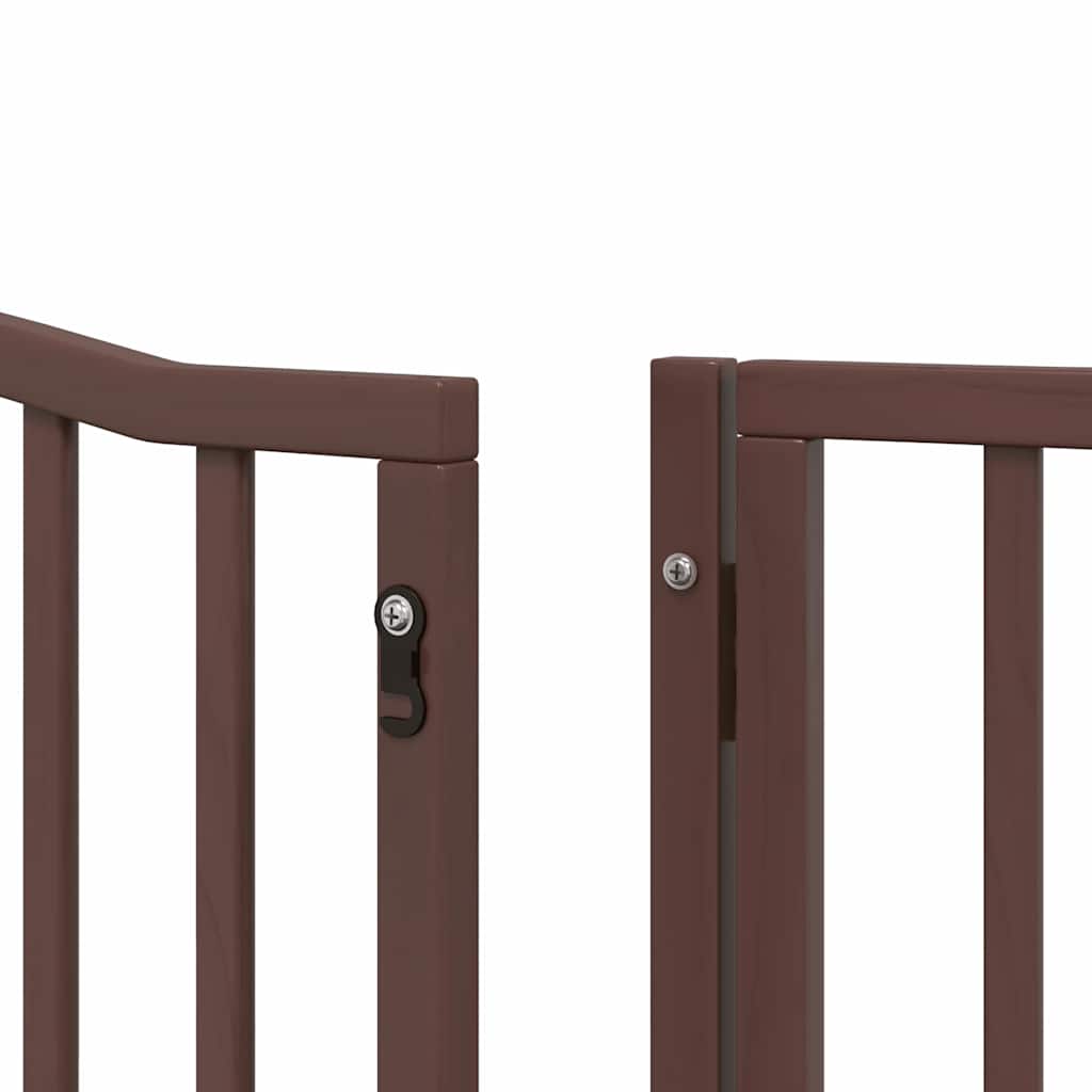 Poartă câini pliabilă cu ușă 12 panouri maro 960 cm, lemn plop GartenMobel Dekor