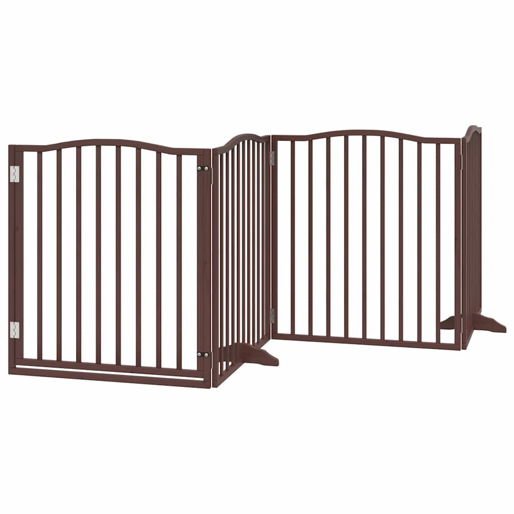 Poartă câini pliabilă cu ușă 12 panouri maro 960 cm, lemn plop GartenMobel Dekor