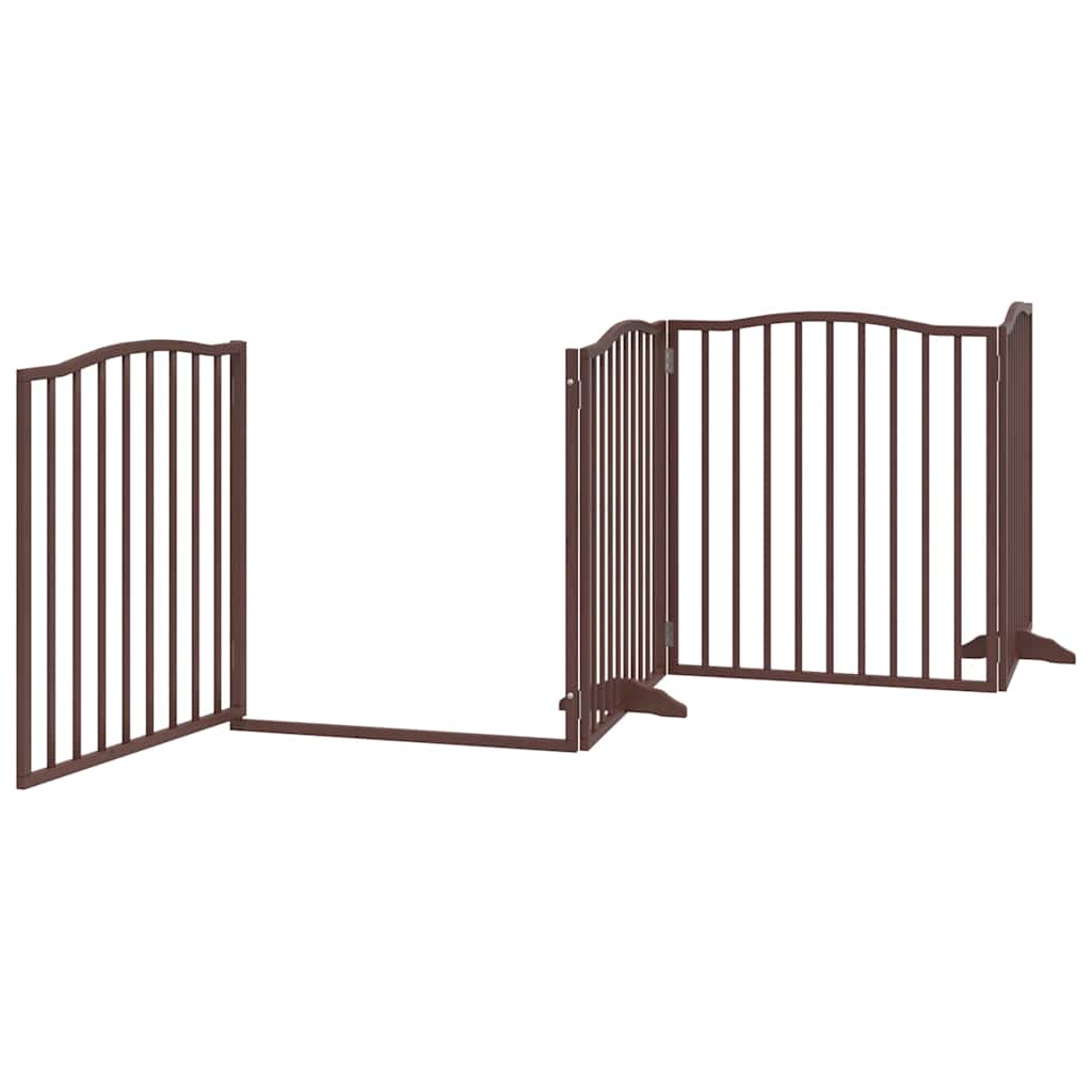 Poartă câini pliabilă cu ușă 12 panouri maro 960 cm, lemn plop GartenMobel Dekor