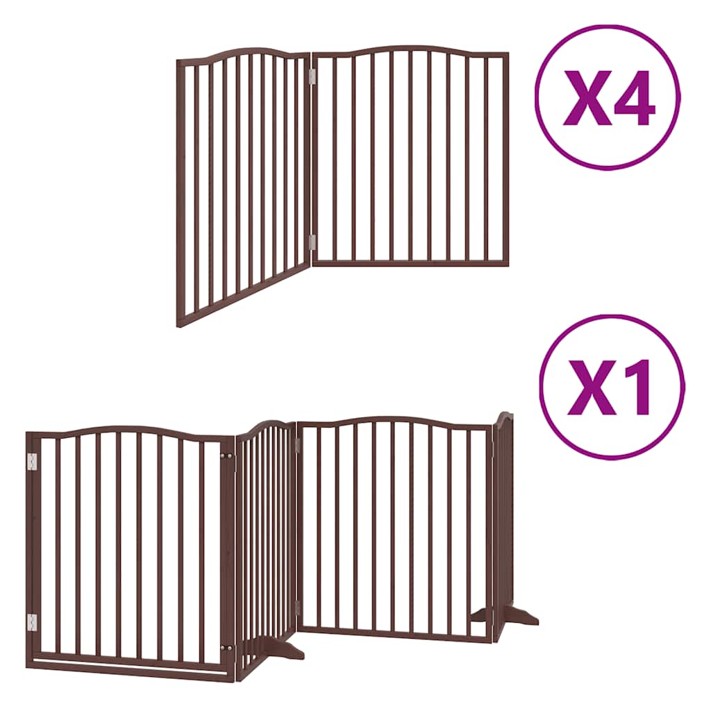 Poartă câini pliabilă cu ușă 12 panouri maro 960 cm, lemn plop GartenMobel Dekor