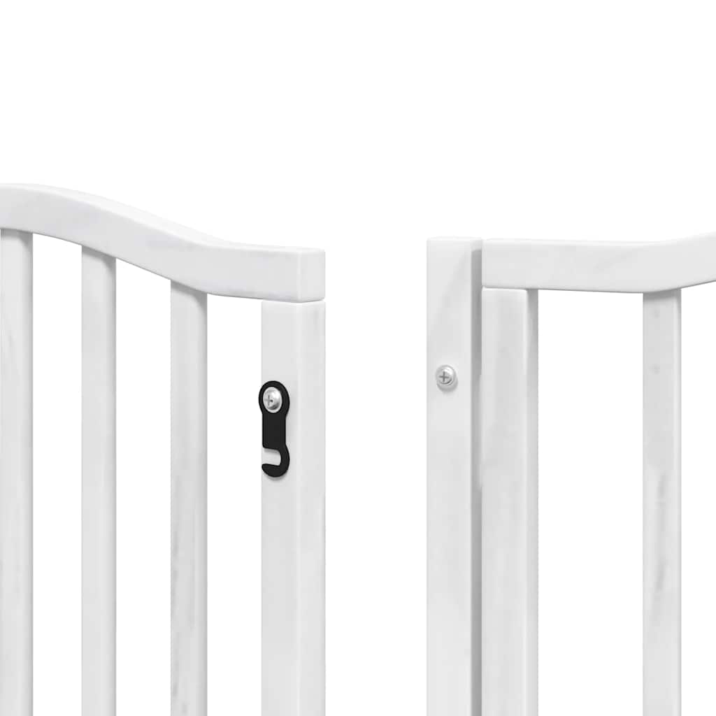 Poartă câini pliabilă cu ușă 15 panouri, alb, 750 cm, lemn plop GartenMobel Dekor