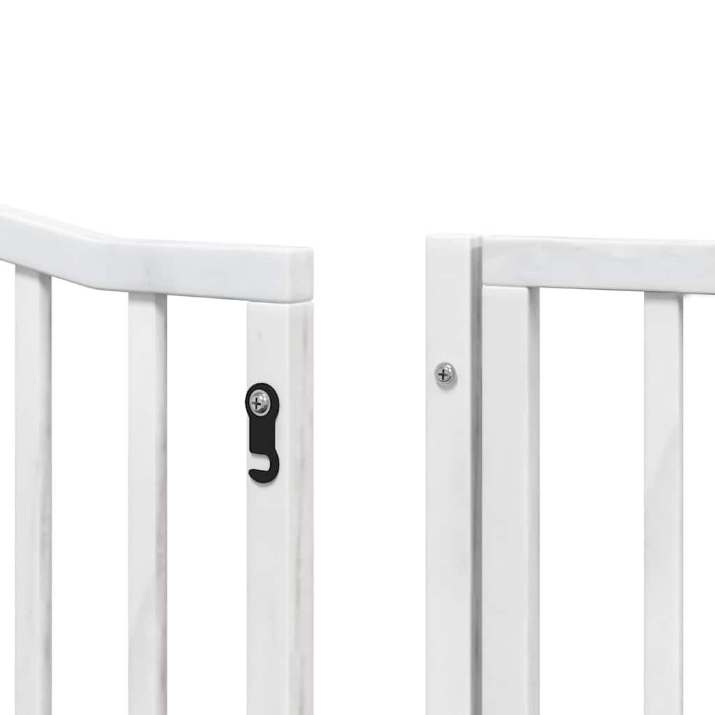 Poartă câini pliabilă cu ușă 8 panouri, alb, 640 cm, lemn plop GartenMobel Dekor