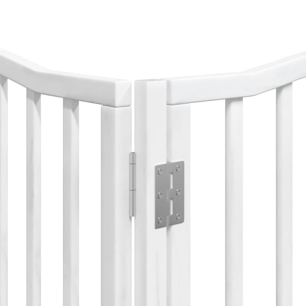 Poartă câini pliabilă cu ușă 8 panouri, alb, 640 cm, lemn plop GartenMobel Dekor