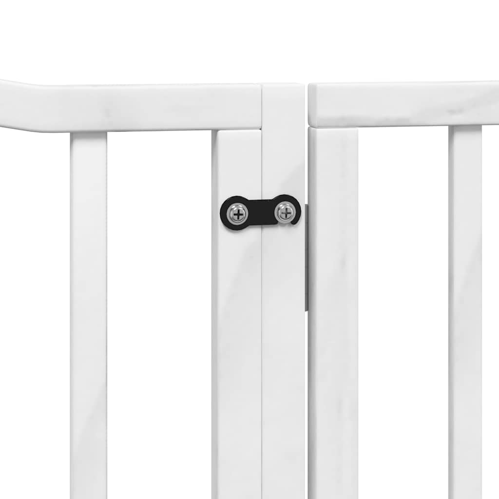 Poartă câini pliabilă cu ușă 8 panouri, alb, 640 cm, lemn plop GartenMobel Dekor