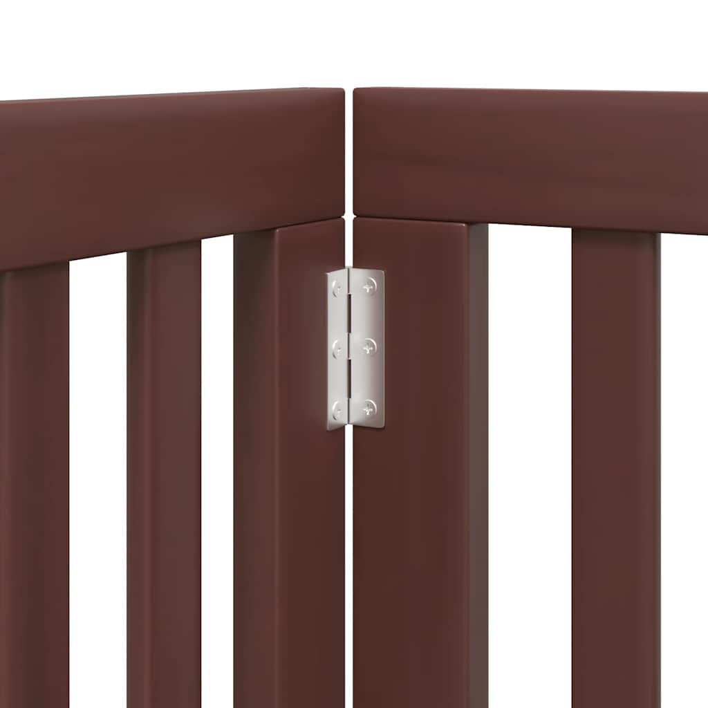 Poartă câini pliabilă cu ușă 9 panouri maro, 450 cm, lemn plop GartenMobel Dekor