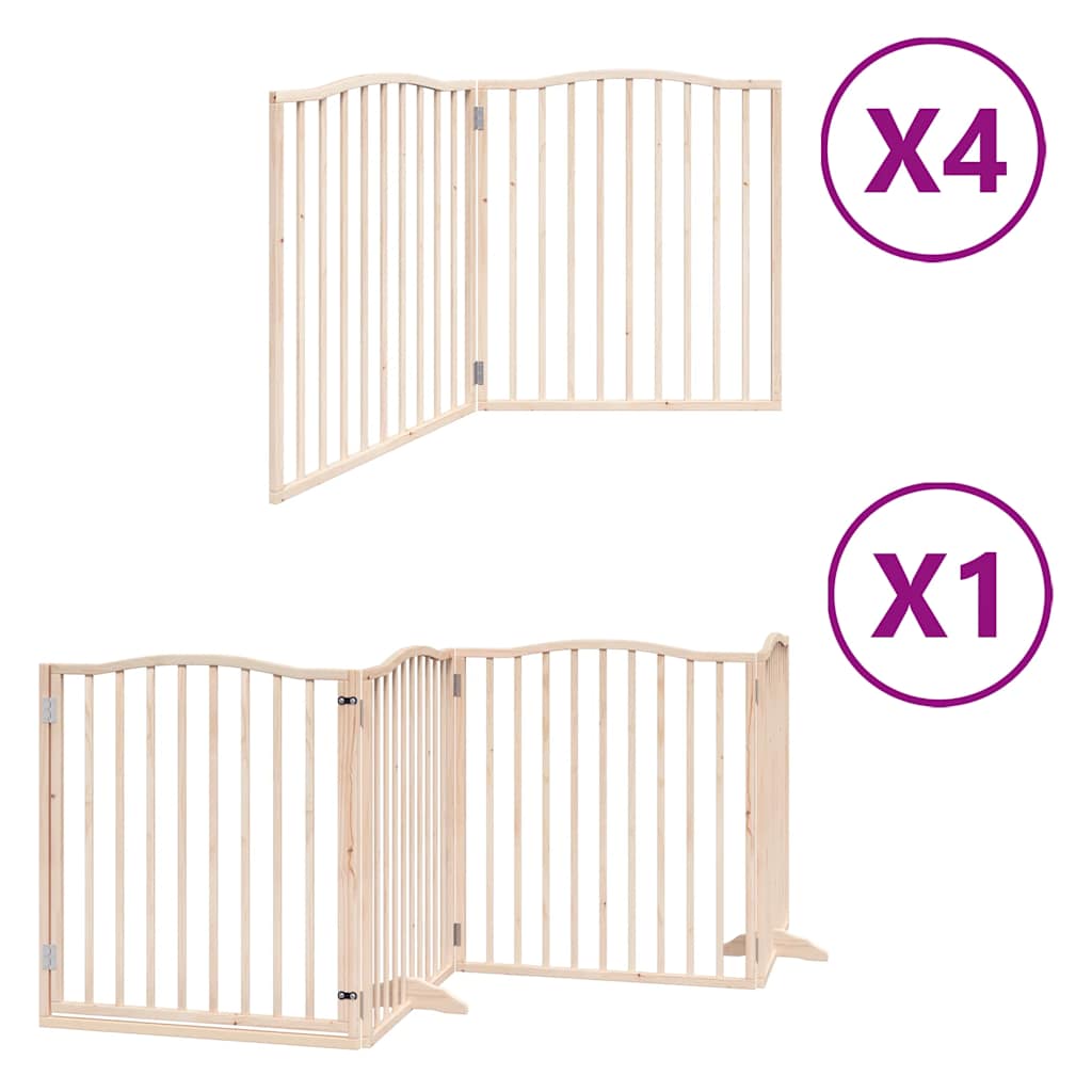 Poartă de câini pliabilă cu ușă, 12 panouri, 960 cm, lemn plop GartenMobel Dekor