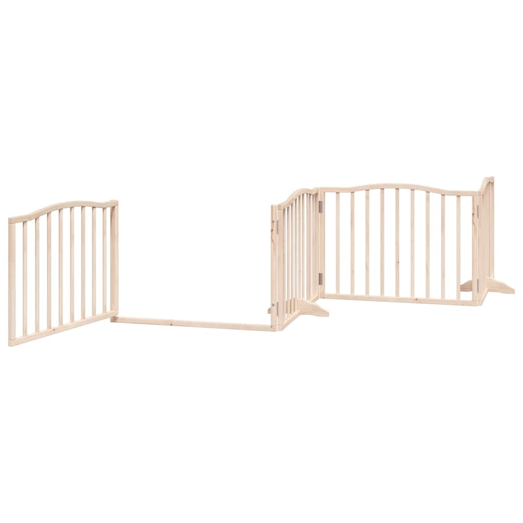 Poartă de câini pliabilă cu ușă, 8 panouri, 640 cm, lemn plop GartenMobel Dekor