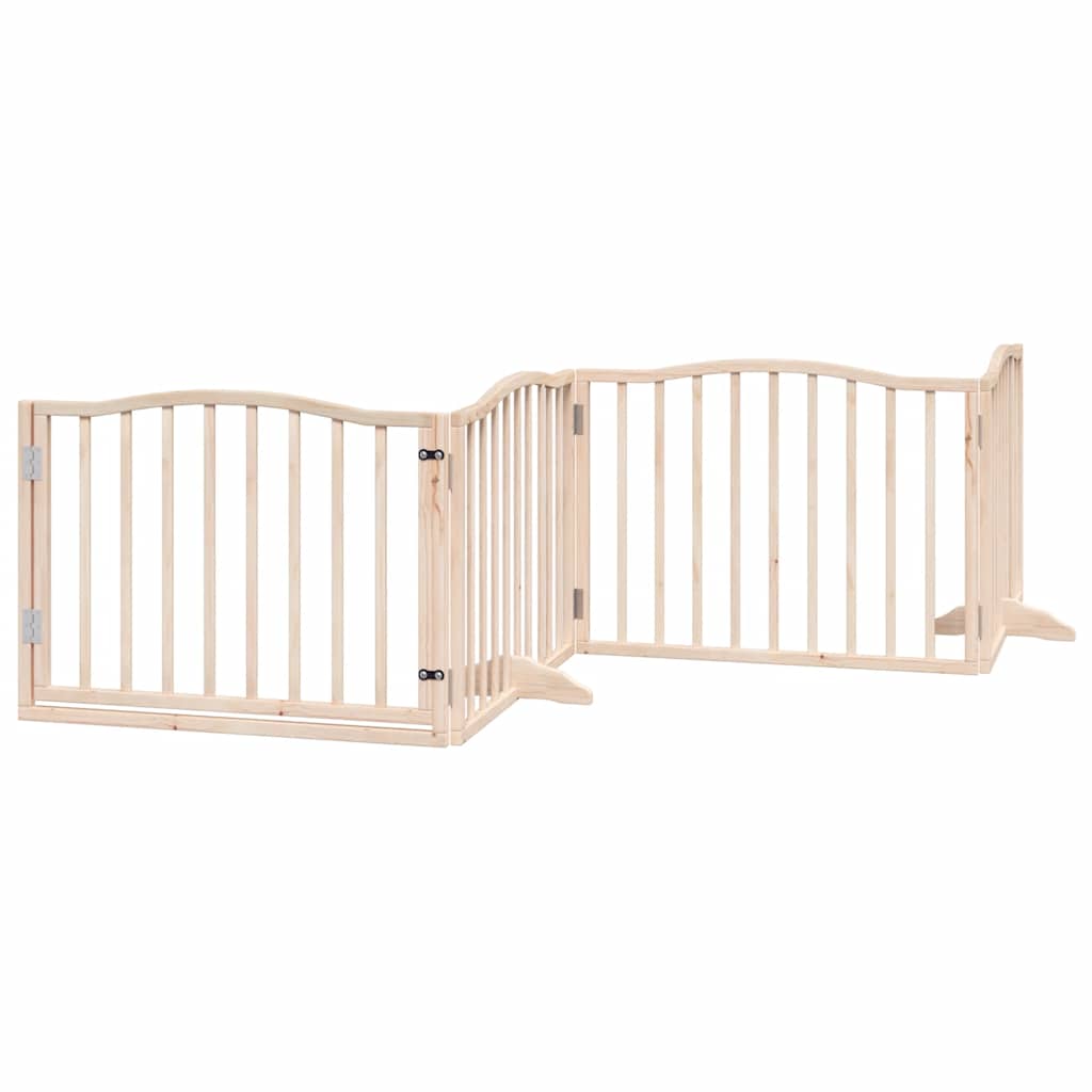 Poartă de câini pliabilă cu ușă, 8 panouri, 640 cm, lemn plop GartenMobel Dekor
