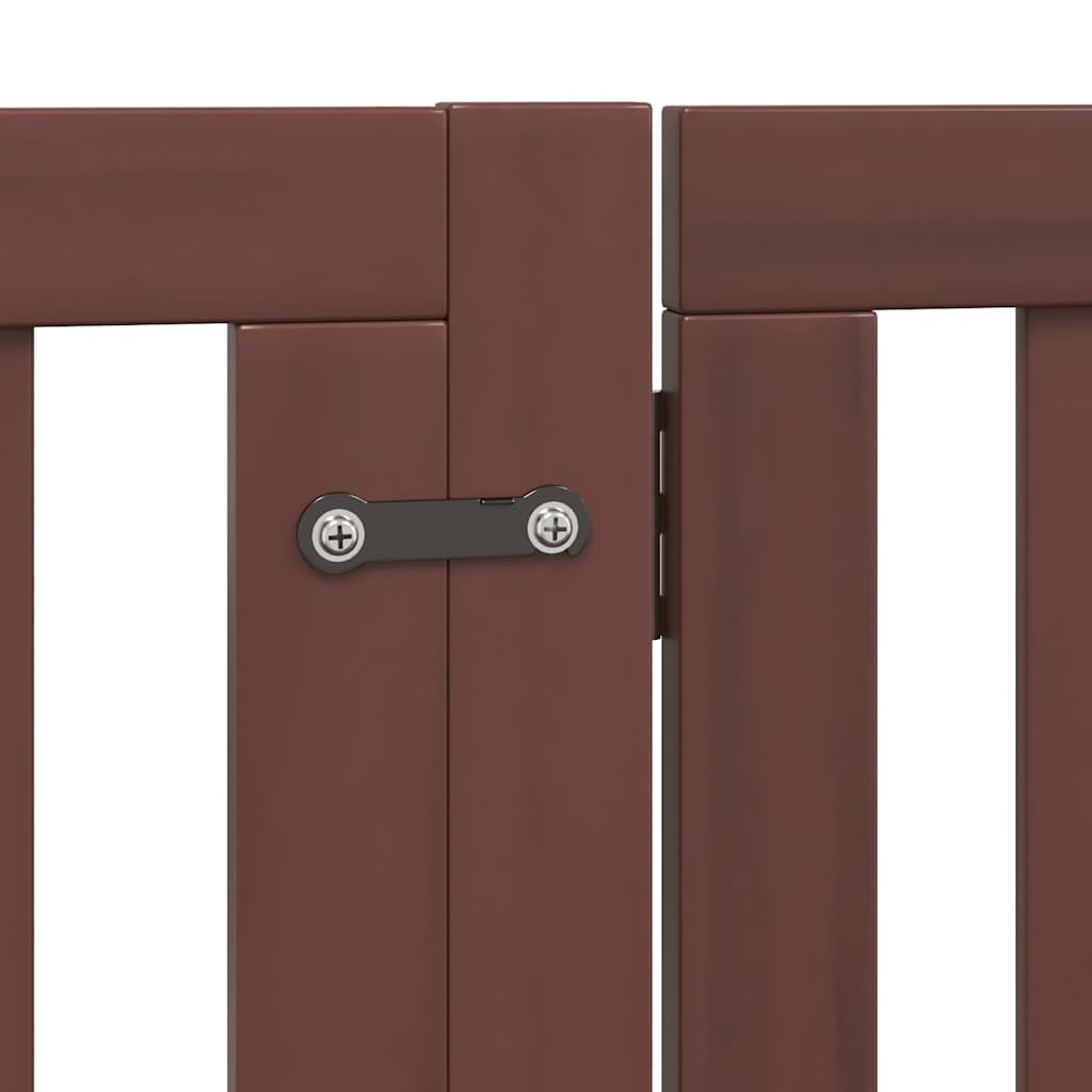 Poartă câini pliabilă cu ușă 12 panouri maro 960 cm, lemn plop GartenMobel Dekor