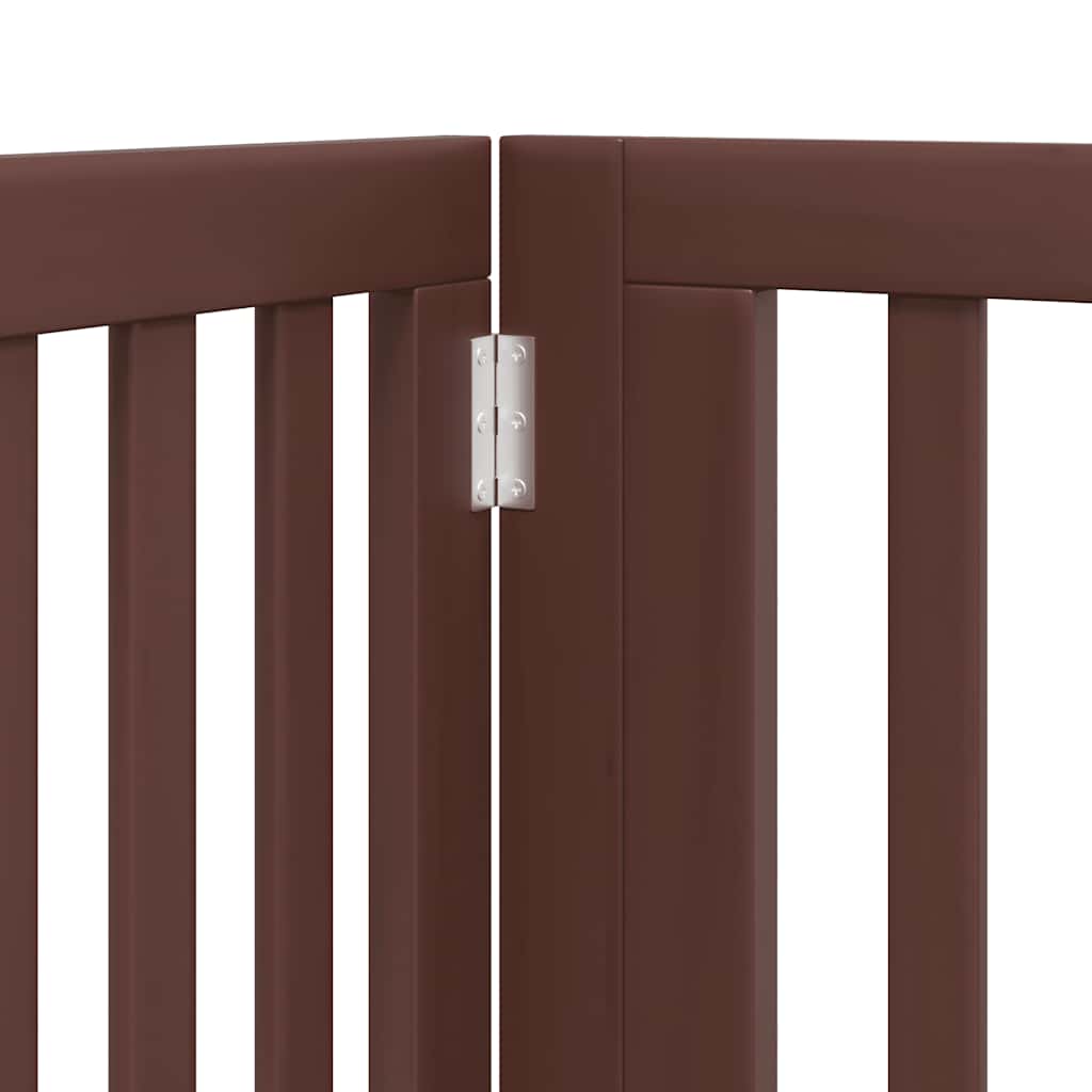 Poartă câini pliabilă cu ușă 12 panouri maro 960 cm, lemn plop GartenMobel Dekor