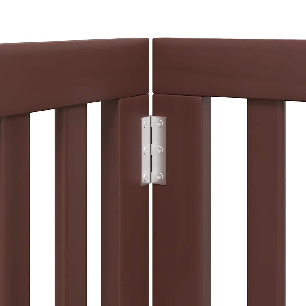 Poartă câini pliabilă cu ușă 15 panouri maro 750 cm, lemn plop GartenMobel Dekor