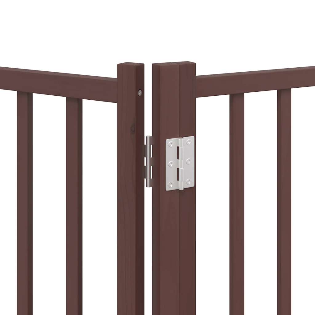 Poartă câini pliabilă cu ușă 15 panouri maro 750 cm, lemn plop GartenMobel Dekor