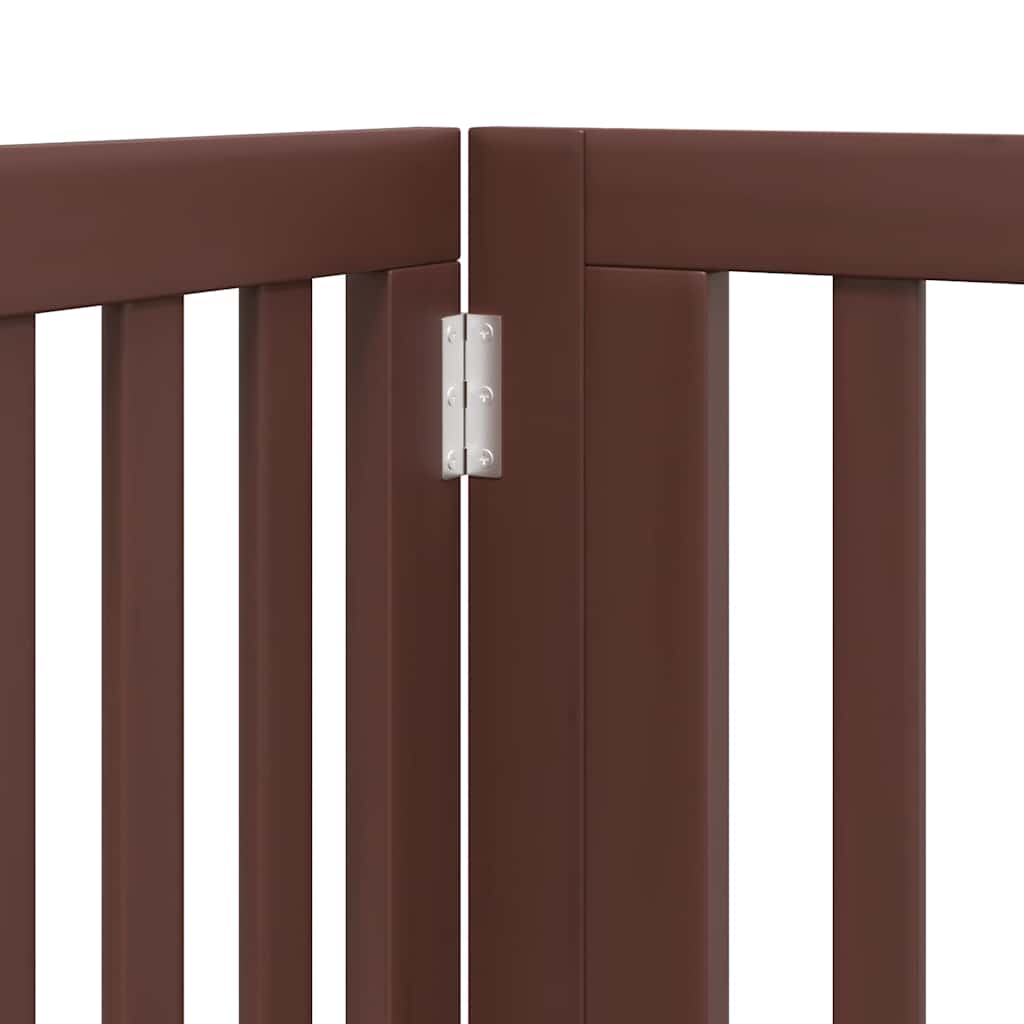 Poartă câini pliabilă cu ușă 6 panouri maro, 480 cm, lemn plop GartenMobel Dekor