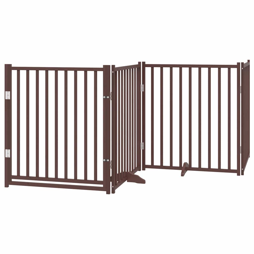 Poartă câini pliabilă cu ușă 8 panouri maro 640 cm, lemn plop GartenMobel Dekor