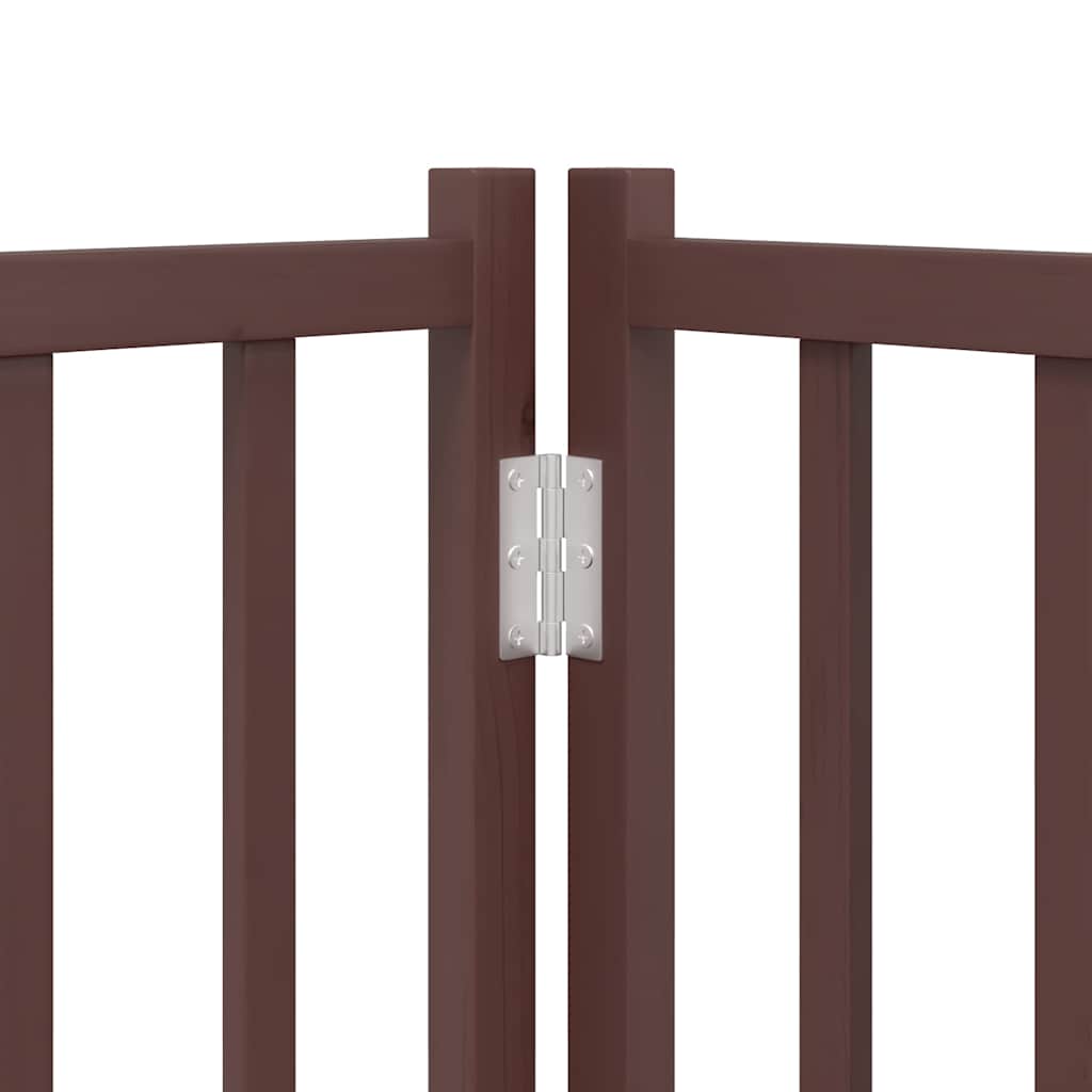 Poartă câini pliabilă cu ușă 8 panouri maro 640 cm, lemn plop GartenMobel Dekor
