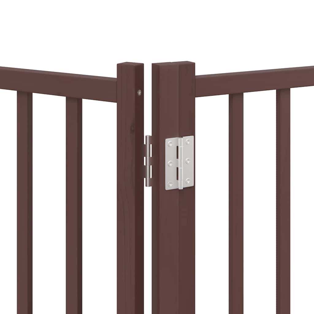 Poartă câini pliabilă cu ușă 8 panouri maro 640 cm, lemn plop GartenMobel Dekor