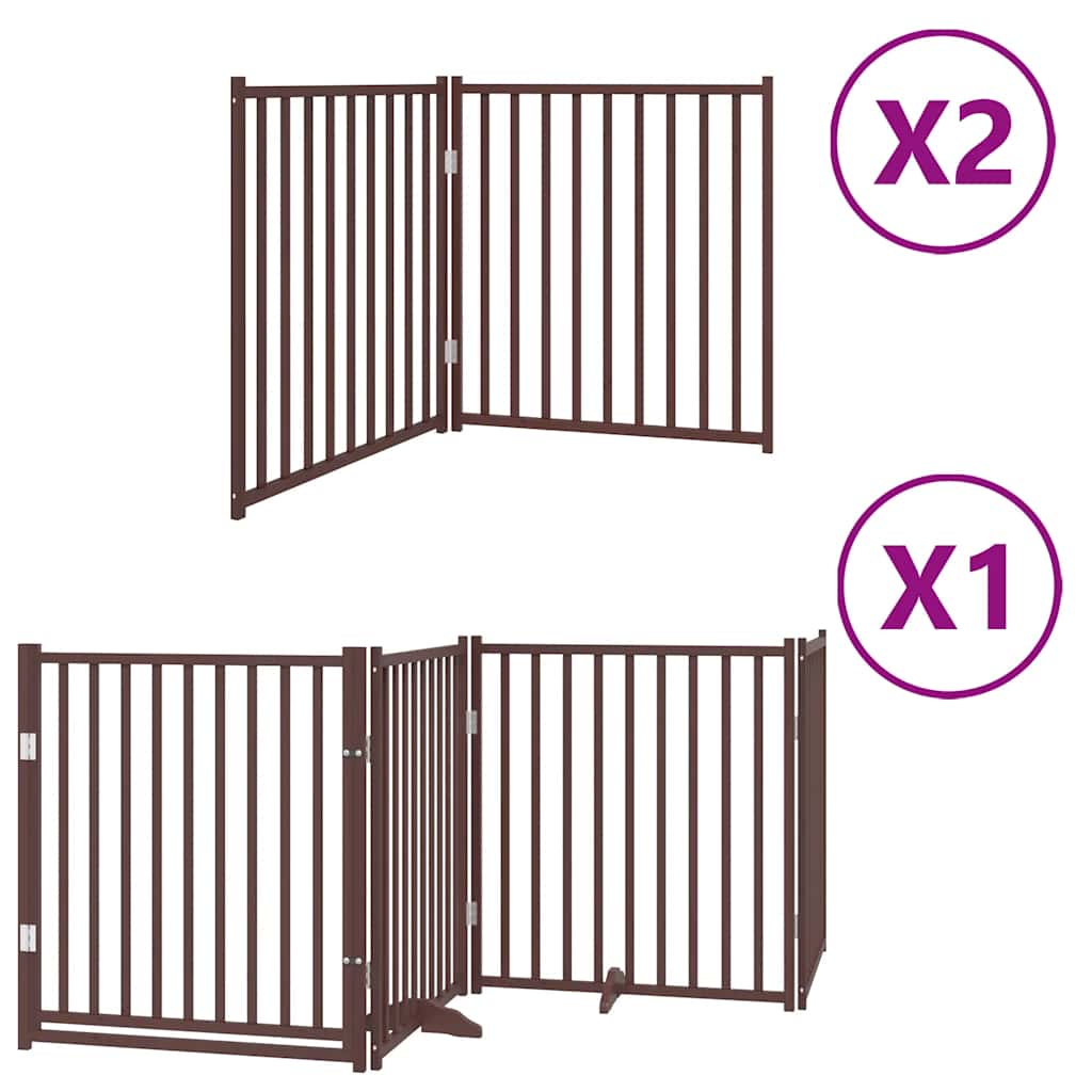 Poartă câini pliabilă cu ușă 8 panouri maro 640 cm, lemn plop GartenMobel Dekor