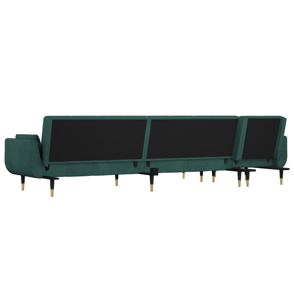 Canapea extensibilă în formă de L verde 275x140x70 cm catifea GartenMobel Dekor
