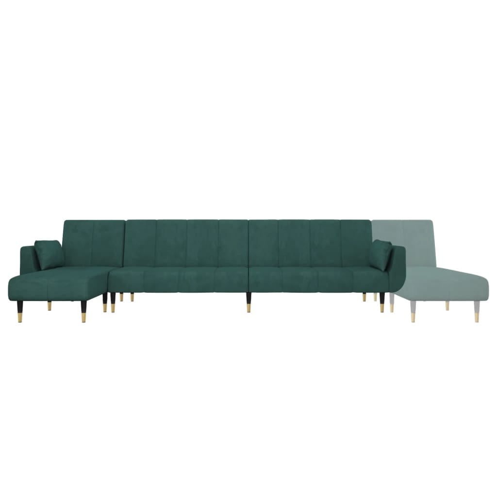 Canapea extensibilă în formă de L verde 275x140x70 cm catifea GartenMobel Dekor