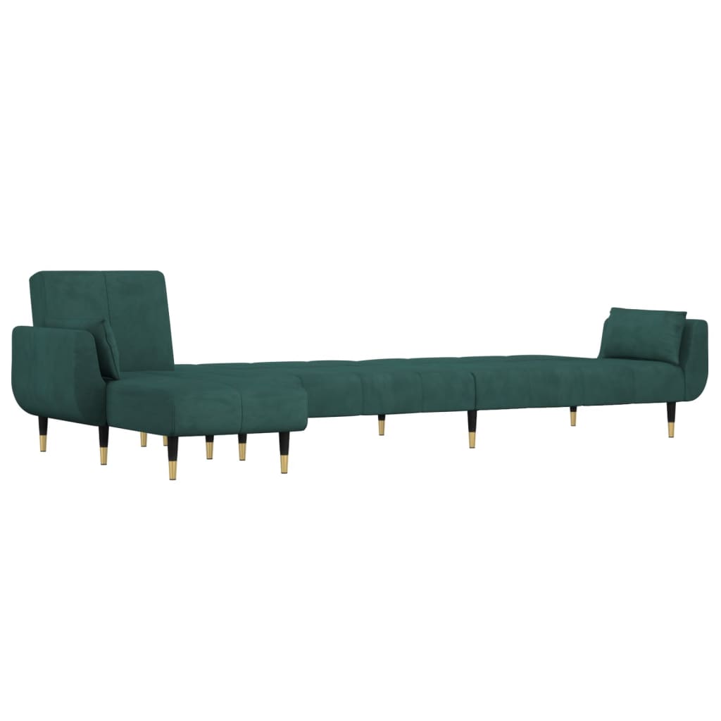 Canapea extensibilă în formă de L verde 275x140x70 cm catifea GartenMobel Dekor
