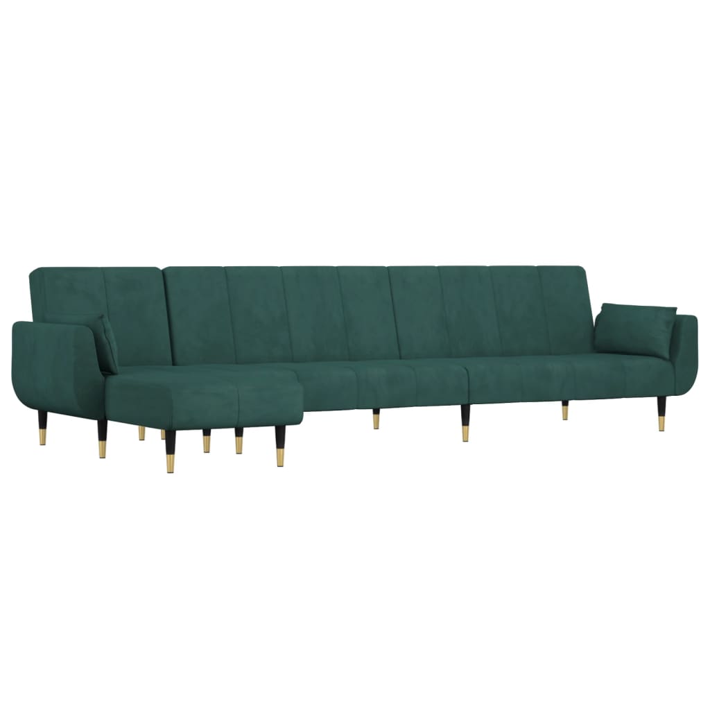 Canapea extensibilă în formă de L verde 275x140x70 cm catifea GartenMobel Dekor