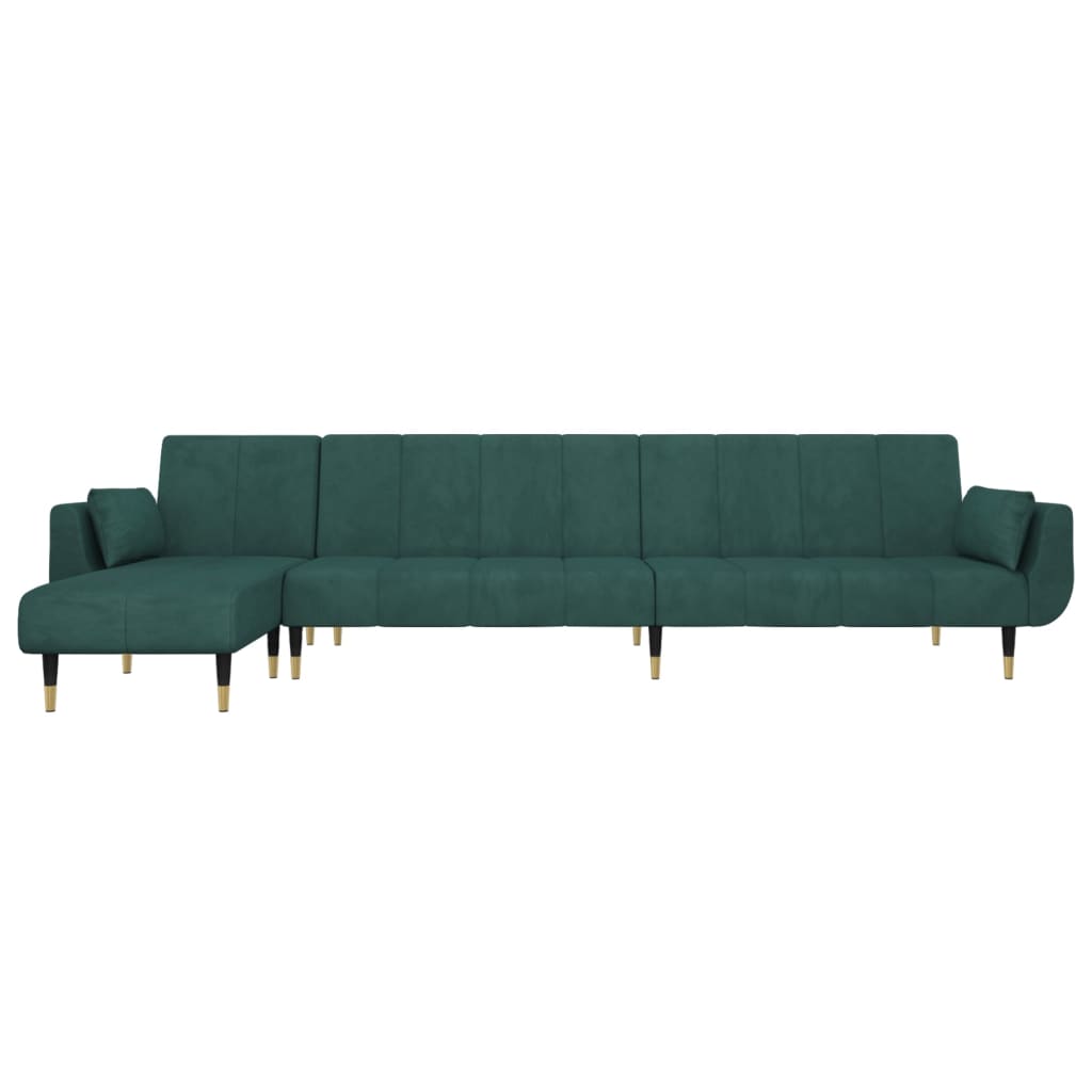 Canapea extensibilă în formă de L verde 275x140x70 cm catifea GartenMobel Dekor