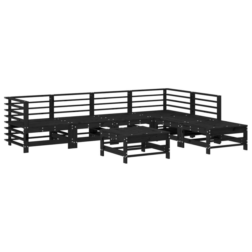 Set mobilier grădină cu perne, 7 piese, negru, lemn masiv pin GartenMobel Dekor