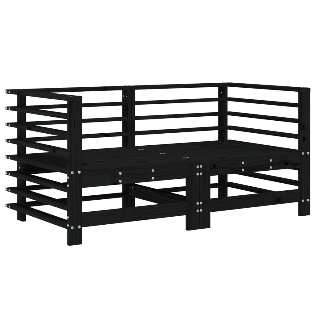Set mobilier grădină cu perne, 7 piese, negru, lemn masiv pin GartenMobel Dekor