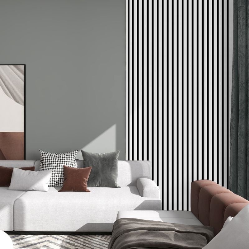 Riflaj MDF decorativ LDA PREMIUM de tip Panou Acoustic, ALB MAT, 260x40 cm Household NewTrend