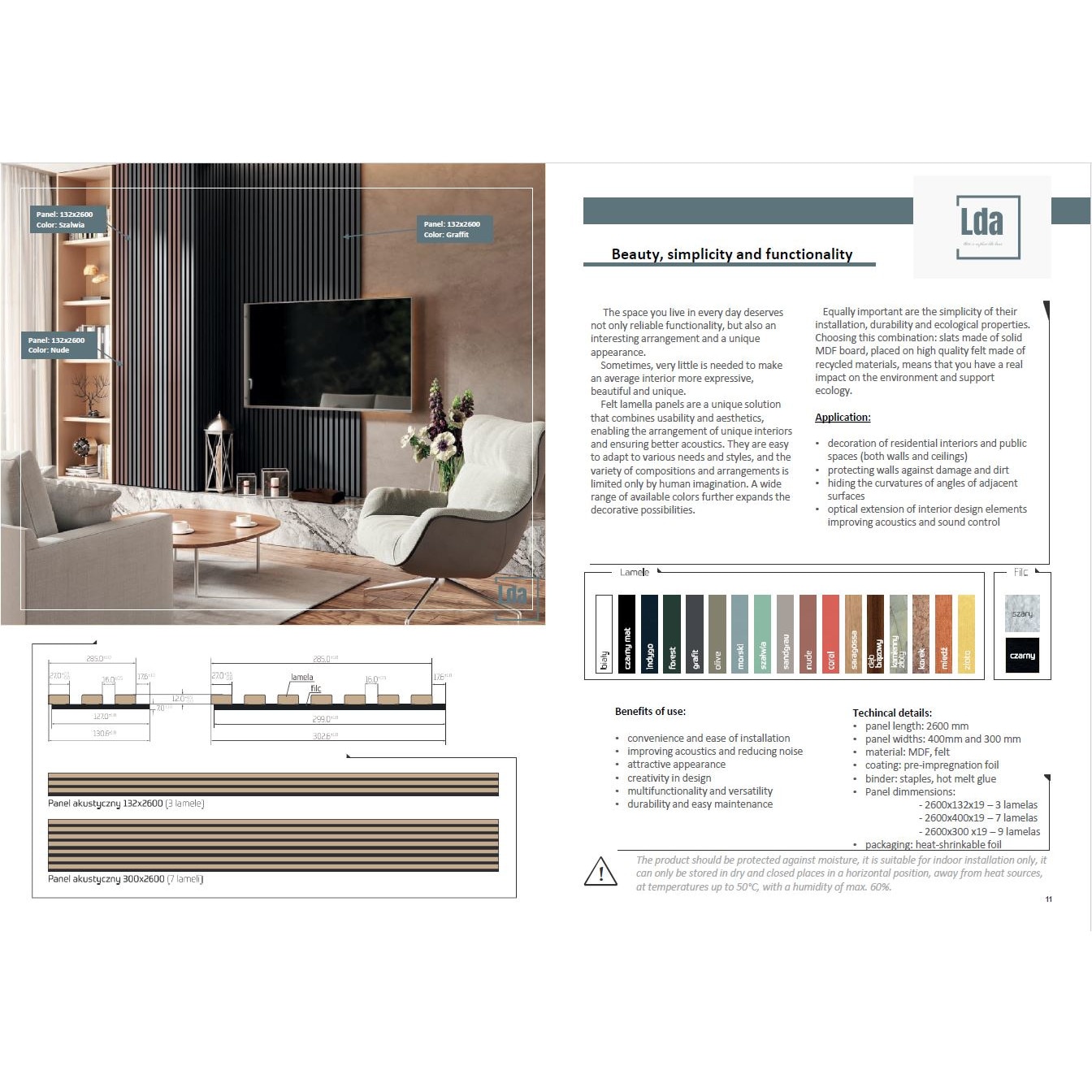 Riflaj MDF decorativ LDA PREMIUM de tip Panou Acoustic, Stejar Natur Saragossa, 260x40 cm Household NewTrend