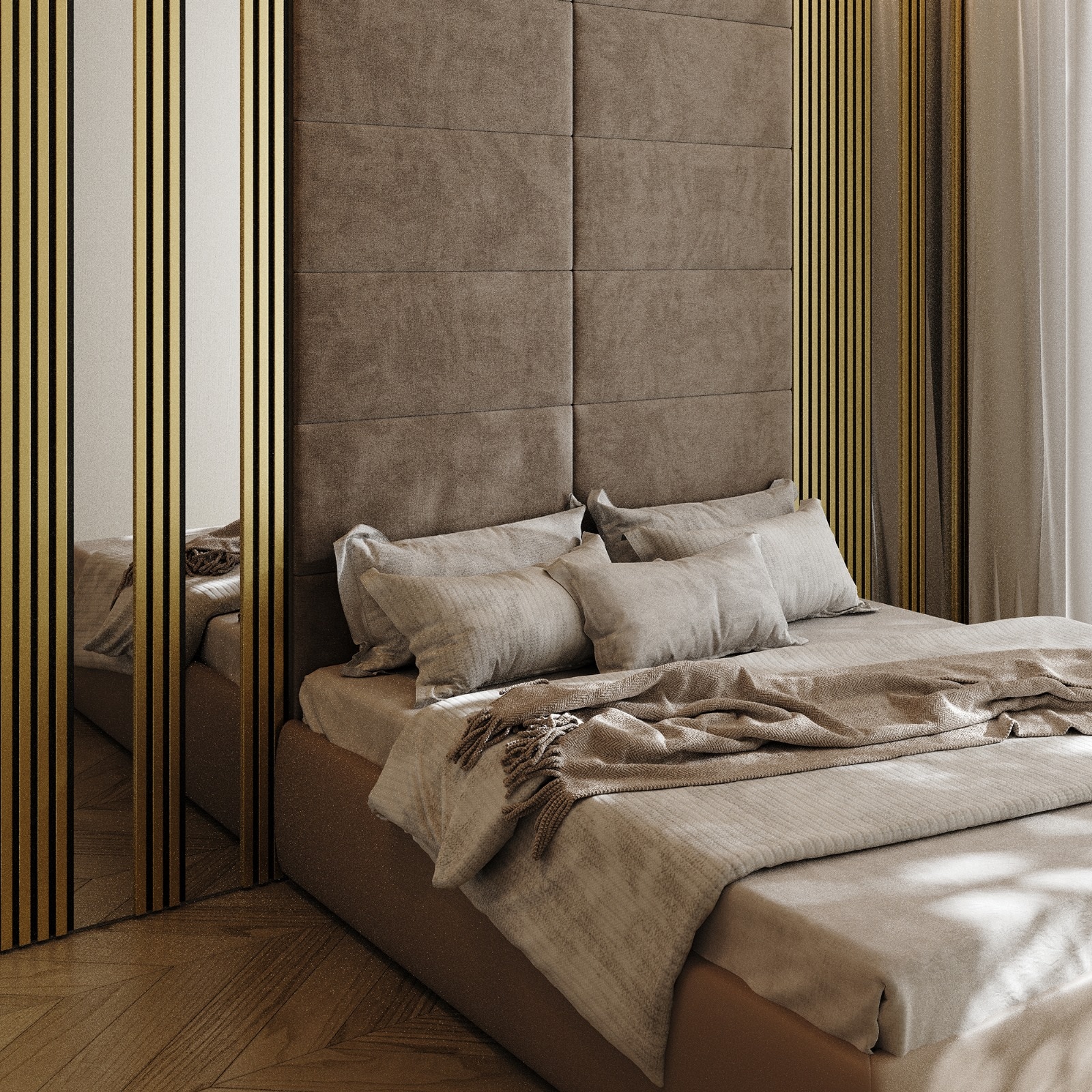 Riflaj MDF decorativ LDA PREMIUM de tip Panou Acustic, Auriu, 260x40 cm Household NewTrend