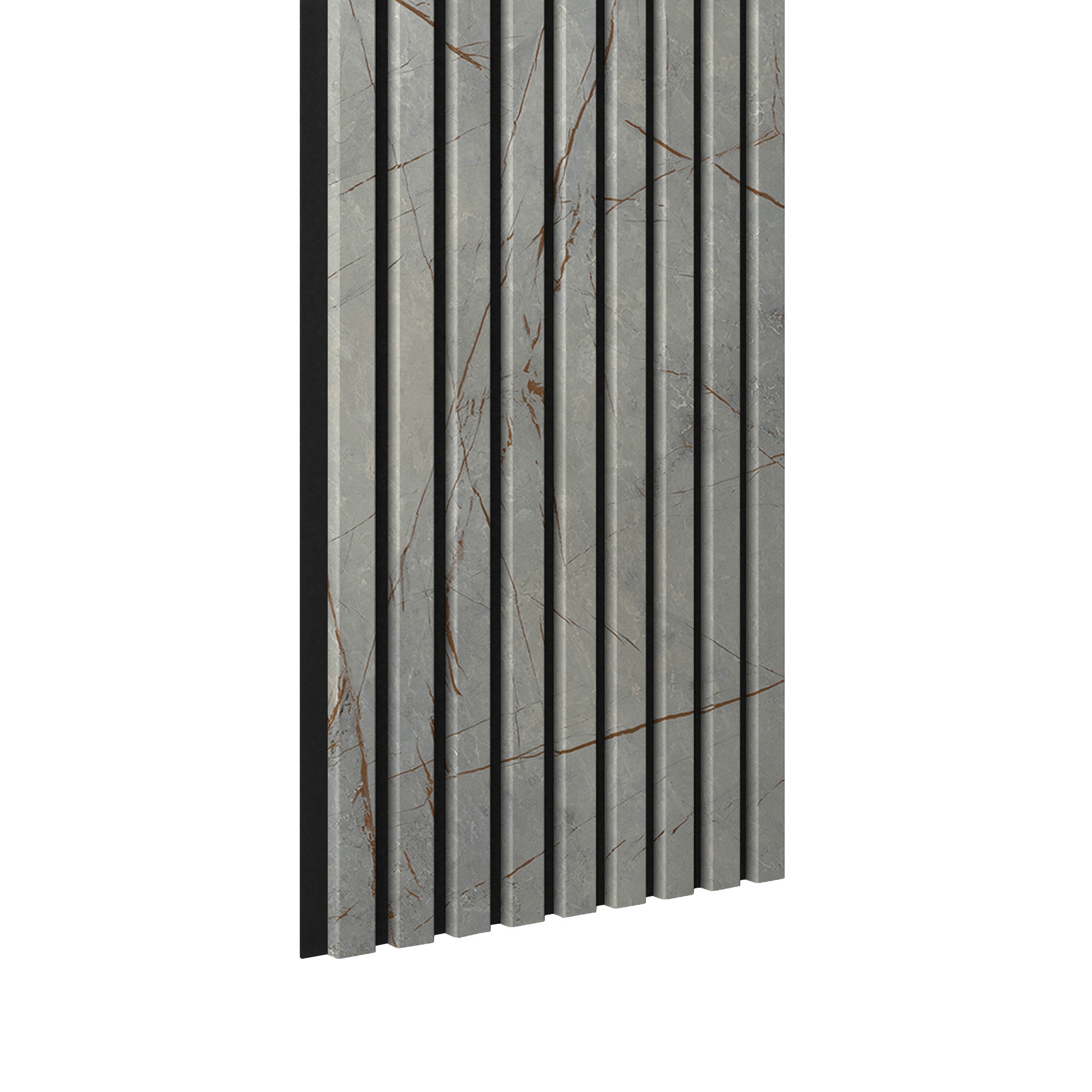 Riflaj MDF decorativ LDA PREMIUM de tip Panou Acustic, Marmura cu insertii aurii, 260x40 cm Household NewTrend