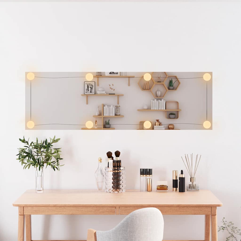 Oglindă de perete cu lumini LED 30x100 cm sticlă dreptunghiular GartenMobel Dekor