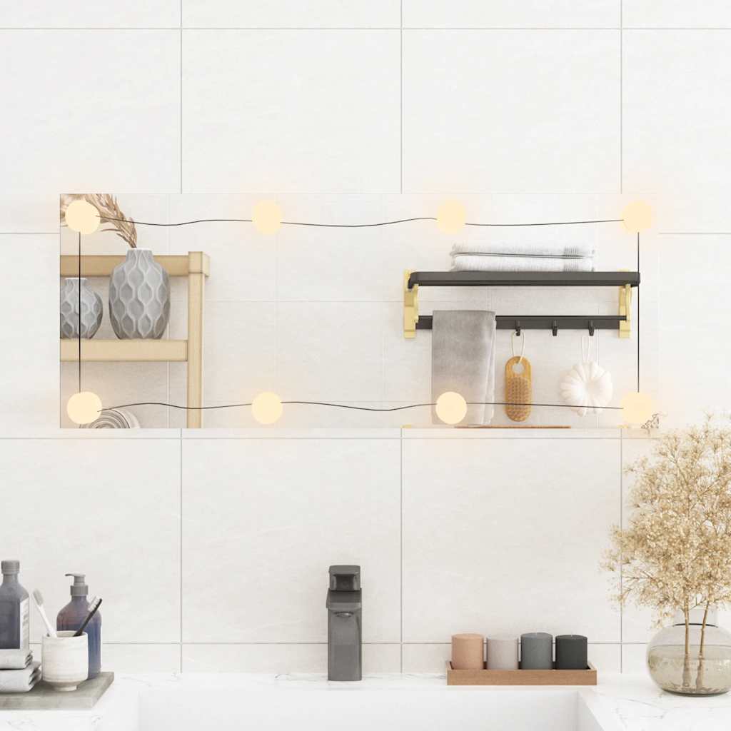 Oglindă de perete cu lumini LED 30x80 cm sticlă dreptunghiular GartenMobel Dekor