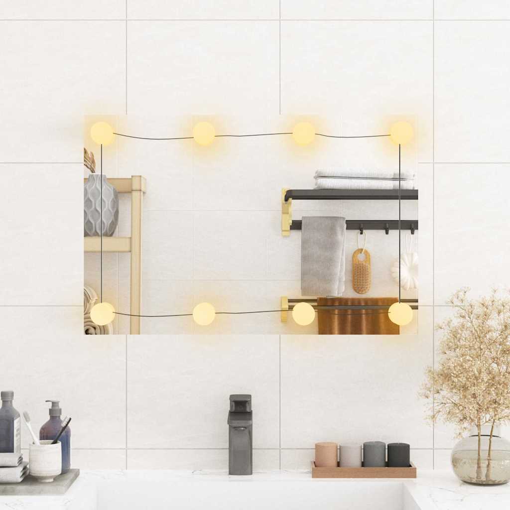 Oglindă de perete cu lumini LED 40x60 cm sticlă dreptunghiular GartenMobel Dekor