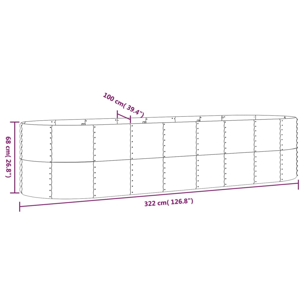 Strat înălțat grădină 322x100x68 cm oțel galvanizat GartenMobel Dekor