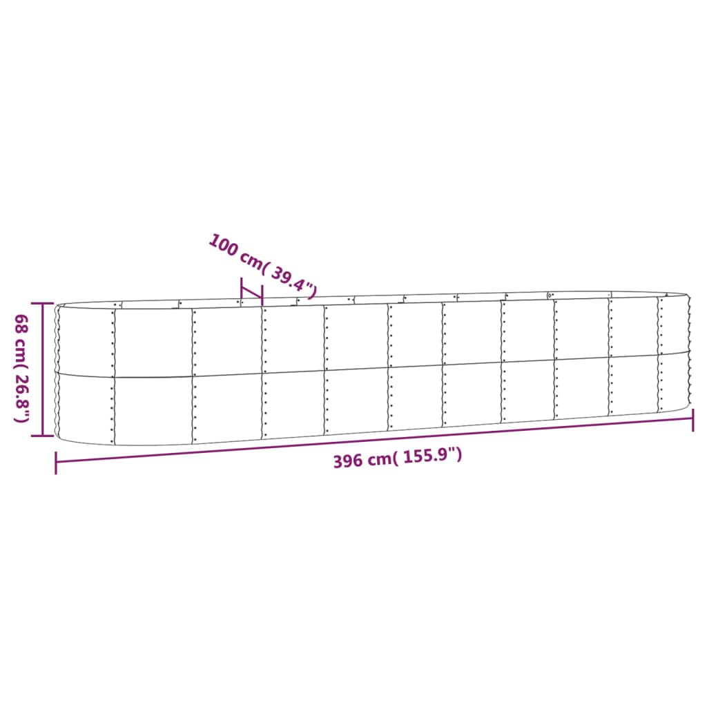 Strat înălțat grădină 396x100x68 cm oțel galvanizat GartenMobel Dekor