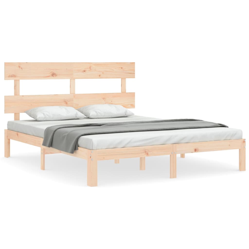 Cadru de pat cu tăblie, king size, lemn masiv GartenMobel Dekor