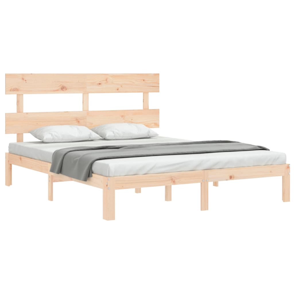 Cadru de pat cu tăblie, king size, lemn masiv GartenMobel Dekor