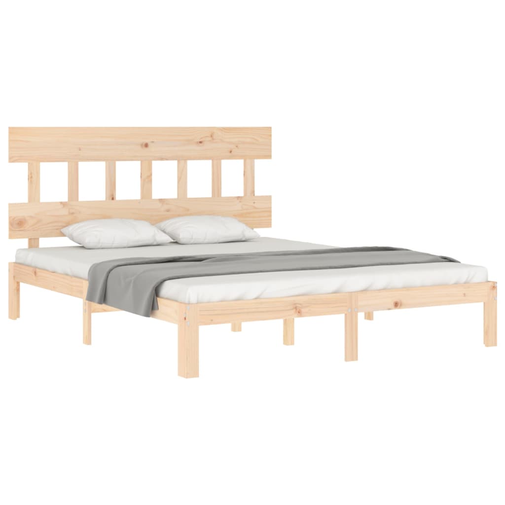 Cadru de pat cu tăblie, king size, lemn masiv GartenMobel Dekor