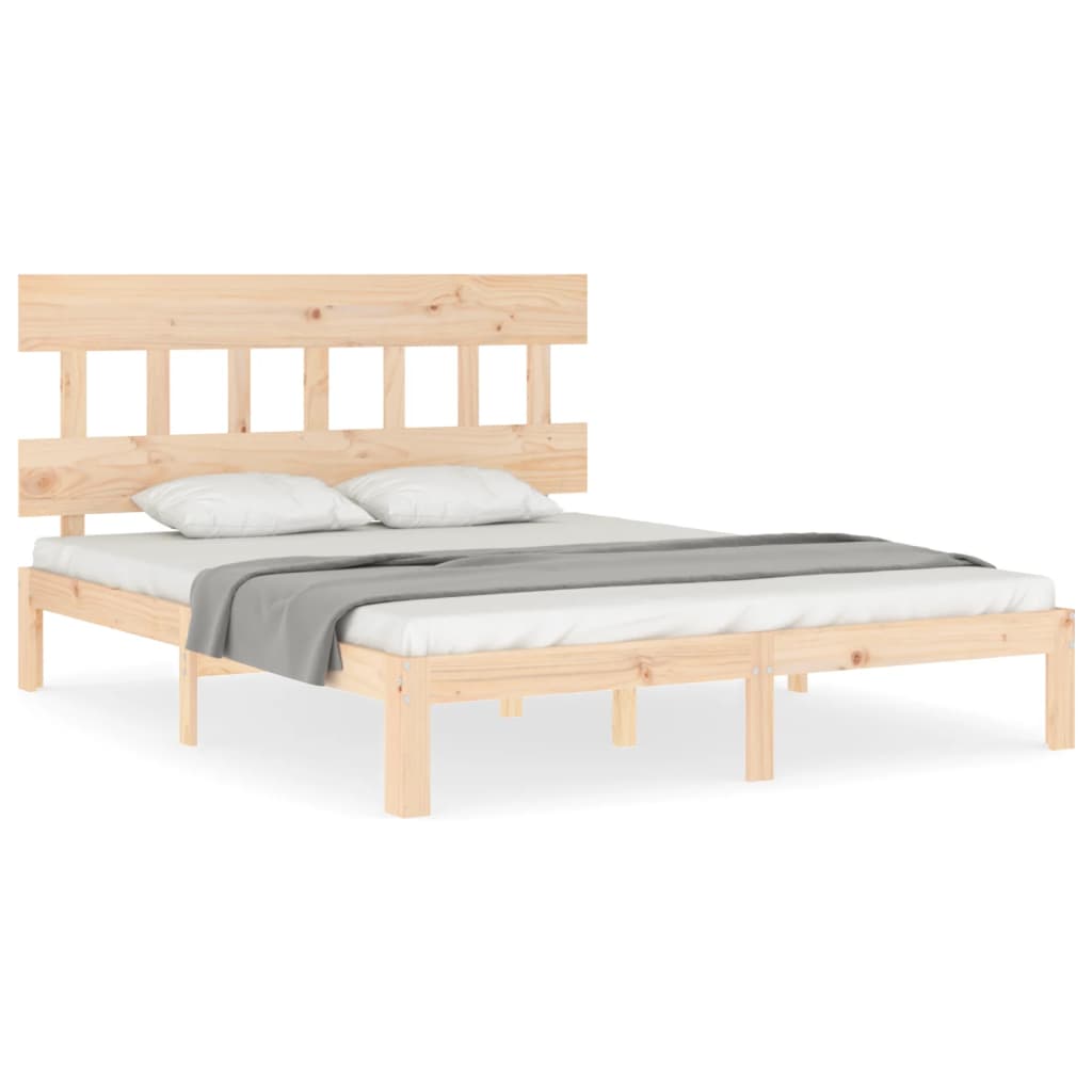 Cadru de pat cu tăblie, king size, lemn masiv GartenMobel Dekor