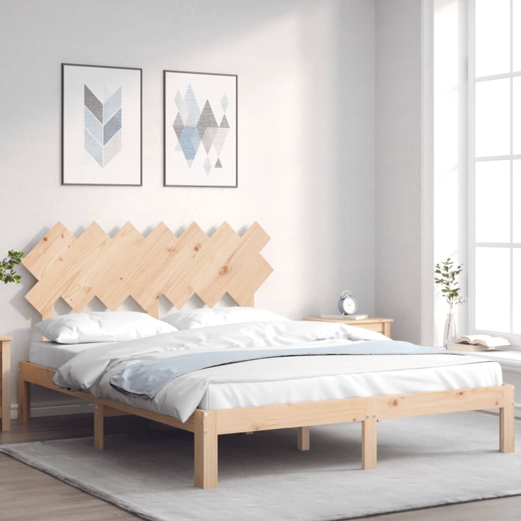 Cadru de pat cu tăblie, king size, lemn masiv GartenMobel Dekor