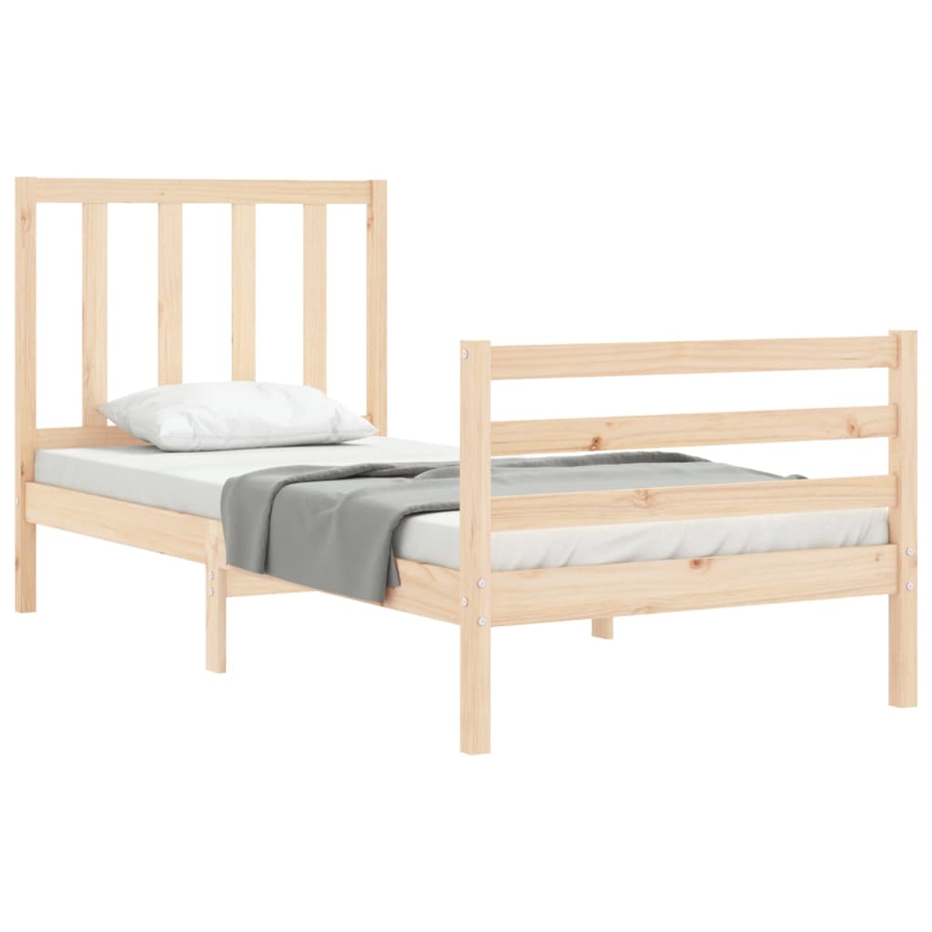 Cadru de pat cu tăblie single, lemn masiv GartenMobel Dekor