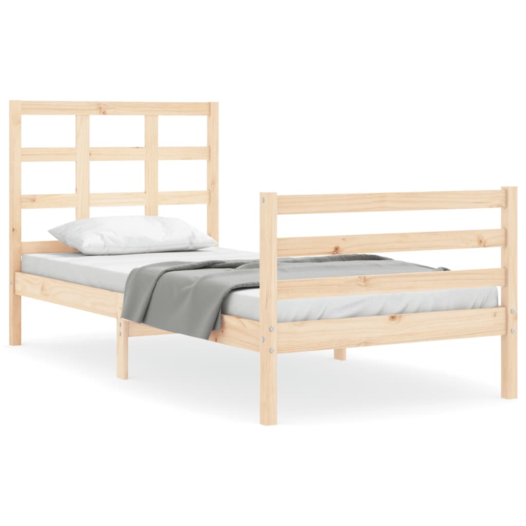 Cadru de pat cu tăblie single, lemn masiv GartenMobel Dekor