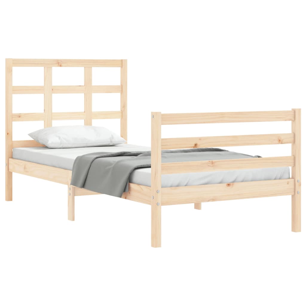 Cadru de pat cu tăblie single, lemn masiv GartenMobel Dekor