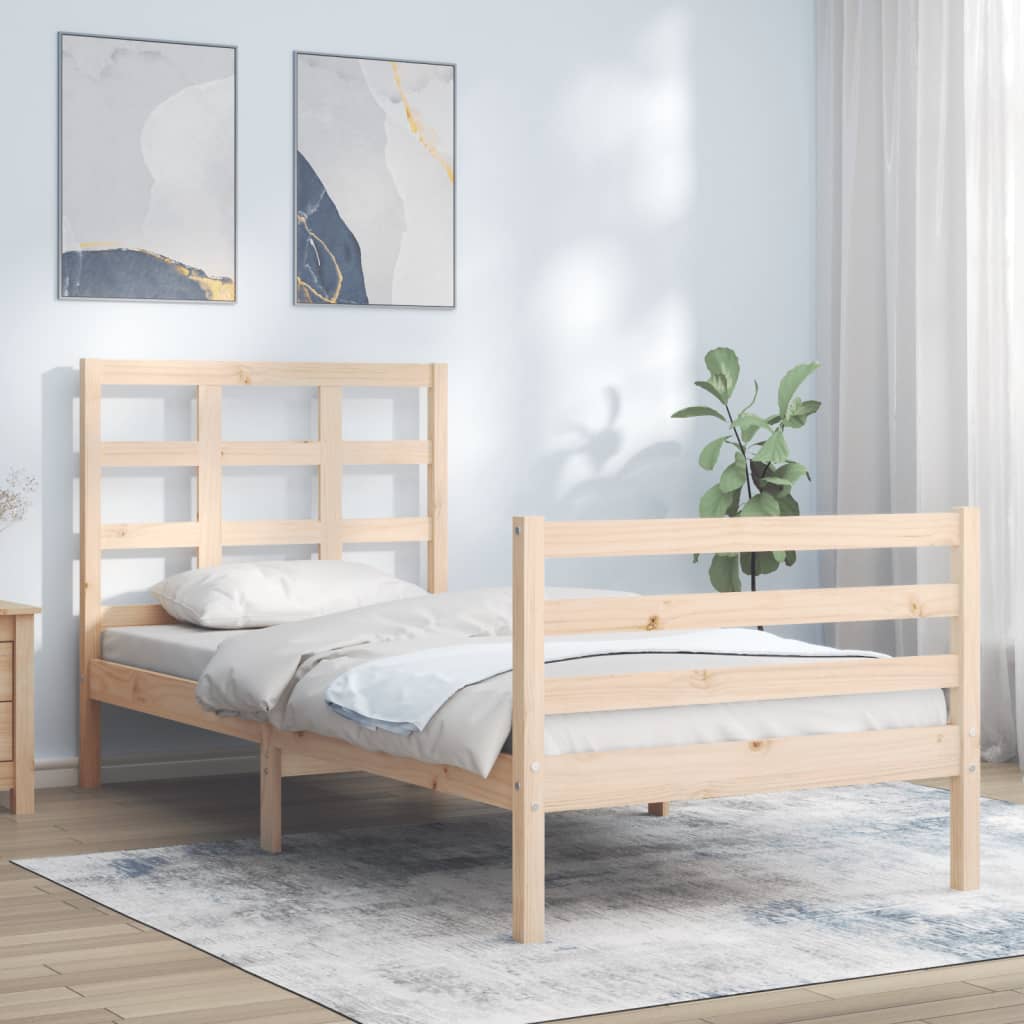 Cadru de pat cu tăblie single, lemn masiv GartenMobel Dekor