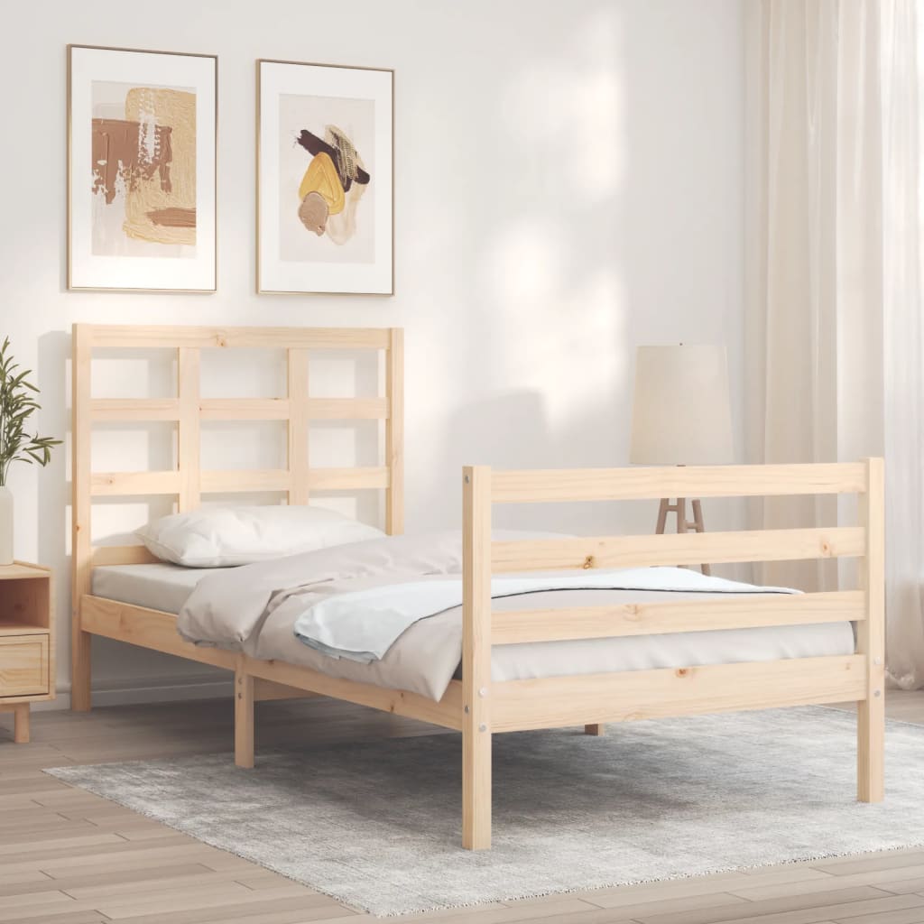 Cadru de pat cu tăblie single, lemn masiv GartenMobel Dekor
