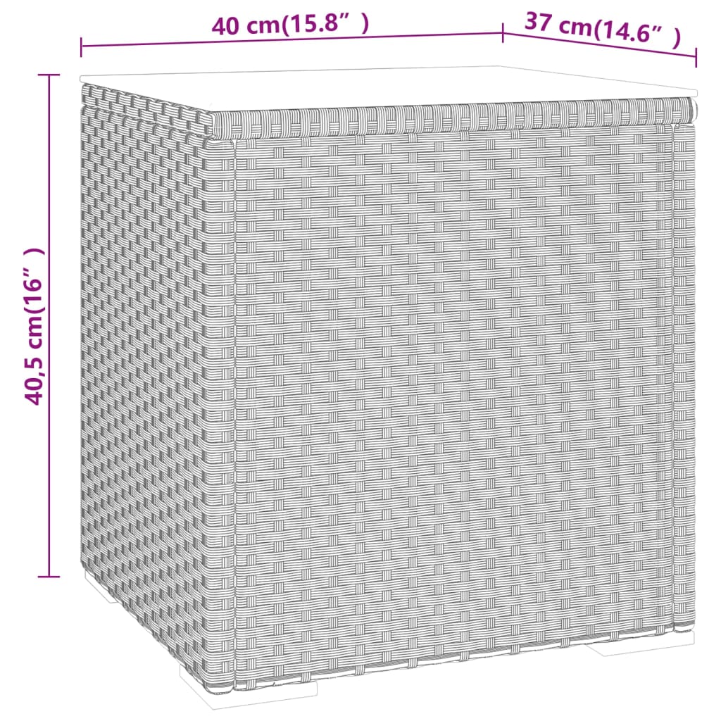 Masă laterală, negru, 40x37x40,5 cm poliratan/sticlă securizată GartenMobel Dekor